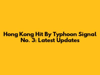 Hong Kong Hit By Typhoon Signal No. 3: Latest Updates