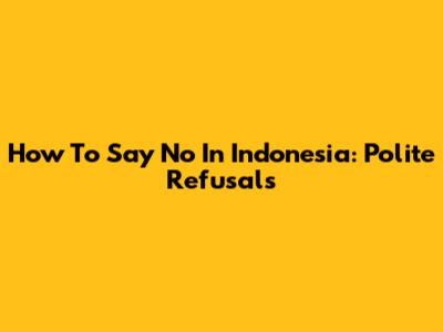 How To Say No In Indonesia: Polite Refusals