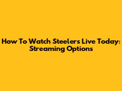How To Watch Steelers Live Today: Streaming Options