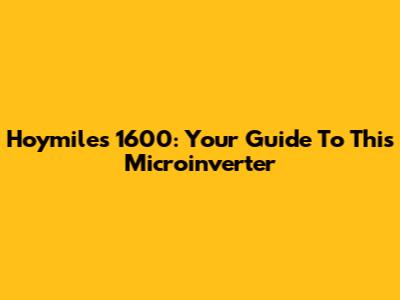 Hoymiles 1600: Your Guide To This Microinverter