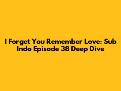I Forget You Remember Love: Sub Indo Episode 38 Deep Dive