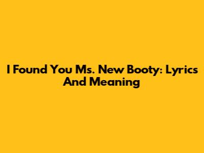 I Found You Ms. New Booty: Lyrics And Meaning