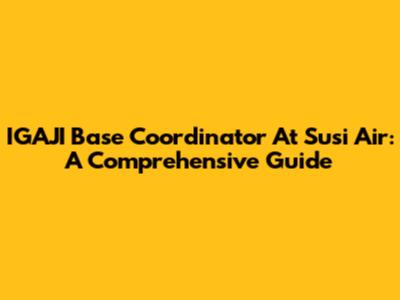 IGAJI Base Coordinator At Susi Air: A Comprehensive Guide