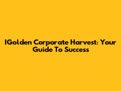 IGolden Corporate Harvest: Your Guide To Success