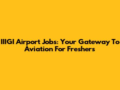 IIIGI Airport Jobs: Your Gateway To Aviation For Freshers