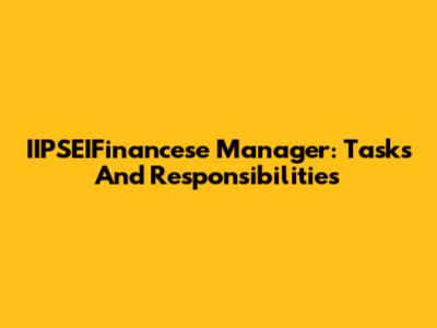 IIPSEIFinancese Manager: Tasks And Responsibilities