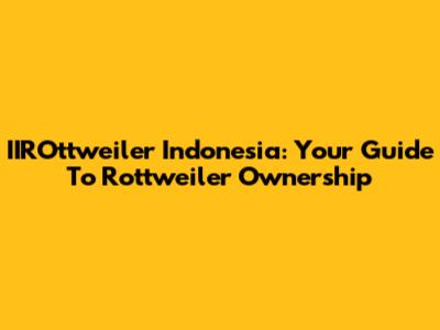 IIROttweiler Indonesia: Your Guide To Rottweiler Ownership