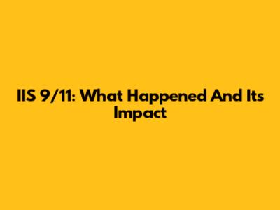 IIS 9/11: What Happened And Its Impact