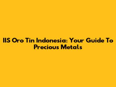 IIS Oro Tin Indonesia: Your Guide To Precious Metals