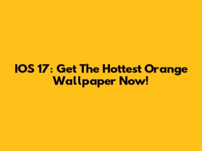 IOS 17: Get The Hottest Orange Wallpaper Now!