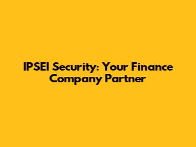 IPSEI Security: Your Finance Company Partner