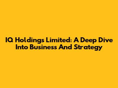 IQ Holdings Limited: A Deep Dive Into Business And Strategy
