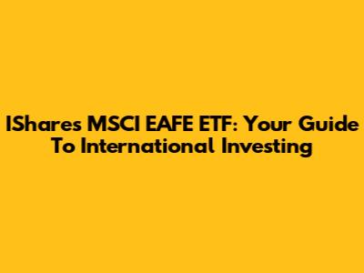 IShares MSCI EAFE ETF: Your Guide To International Investing