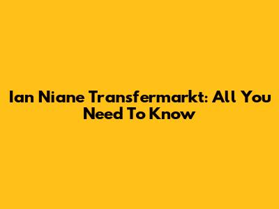 Ian Niane Transfermarkt: All You Need To Know