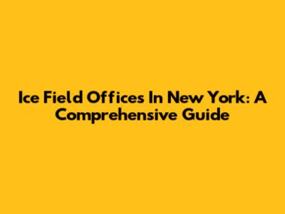Ice Field Offices In New York: A Comprehensive Guide