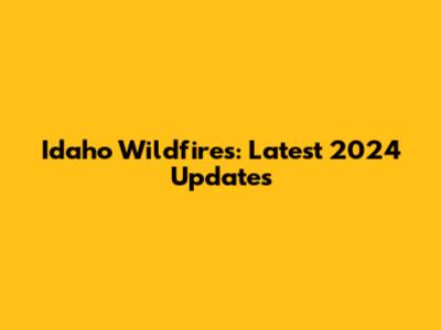 Idaho Wildfires: Latest 2024 Updates