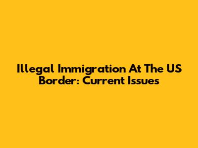 Illegal Immigration At The US Border: Current Issues