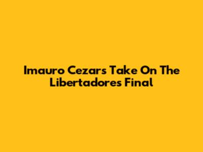 Imauro Cezar's Take On The Libertadores Final