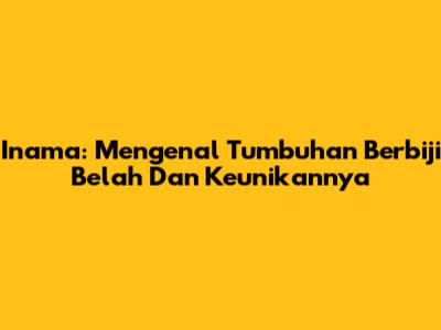 Inama: Mengenal Tumbuhan Berbiji Belah Dan Keunikannya