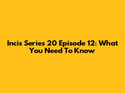 Incis Series 20 Episode 12: What You Need To Know