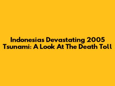 Indonesia's Devastating 2005 Tsunami: A Look At The Death Toll