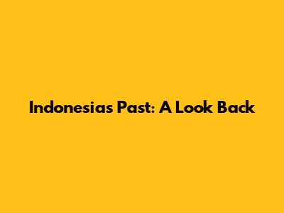 Indonesia's Past: A Look Back
