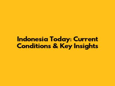 Indonesia Today: Current Conditions & Key Insights