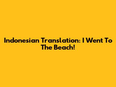Indonesian Translation: I Went To The Beach!