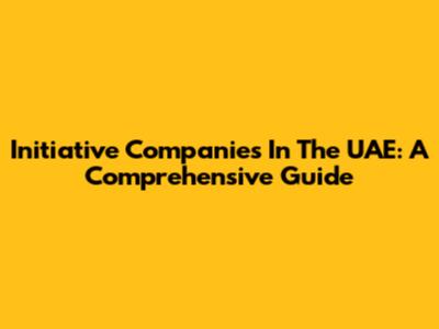 Initiative Companies In The UAE: A Comprehensive Guide