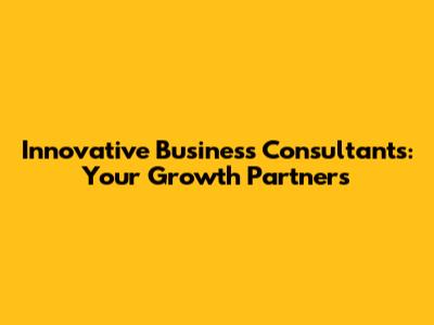 Innovative Business Consultants: Your Growth Partners