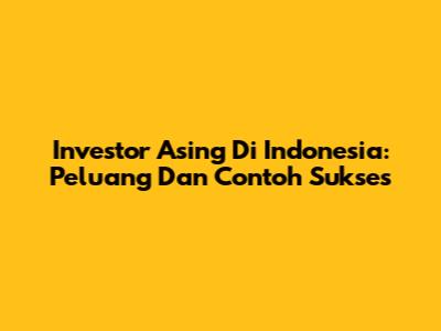 Investor Asing Di Indonesia: Peluang Dan Contoh Sukses