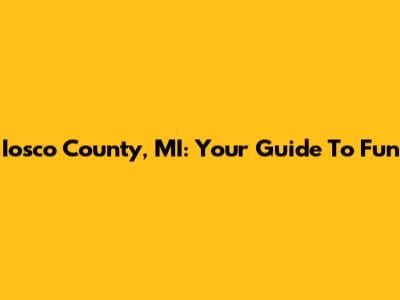 Iosco County, MI: Your Guide To Fun