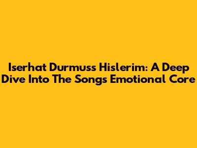 Iserhat Durmus's 'Hislerim': A Deep Dive Into The Song's Emotional Core