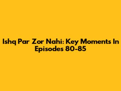 Ishq Par Zor Nahi: Key Moments In Episodes 80-85