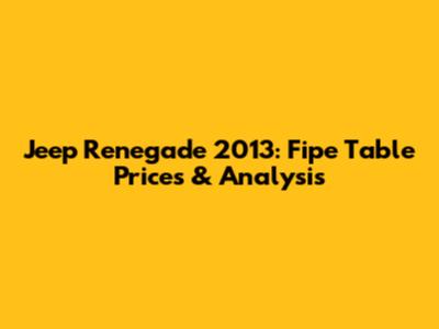 Jeep Renegade 2013: Fipe Table Prices & Analysis