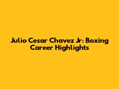 Julio Cesar Chavez Jr: Boxing Career Highlights