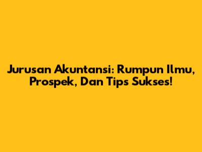 Jurusan Akuntansi: Rumpun Ilmu, Prospek, Dan Tips Sukses!