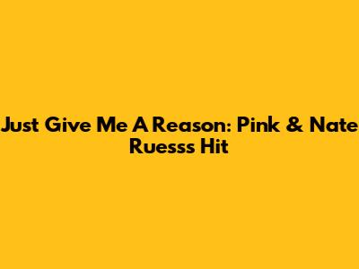 Just Give Me A Reason: Pink & Nate Ruess's Hit
