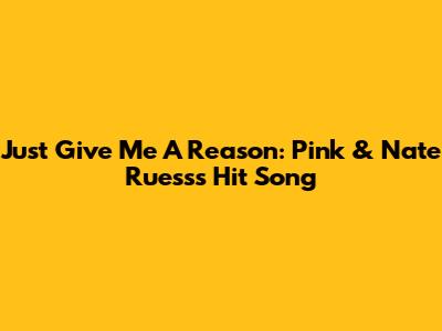 Just Give Me A Reason: Pink & Nate Ruess's Hit Song