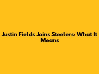 Justin Fields Joins Steelers: What It Means
