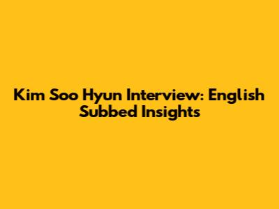 Kim Soo Hyun Interview: English Subbed Insights
