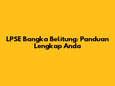 LPSE Bangka Belitung: Panduan Lengkap Anda