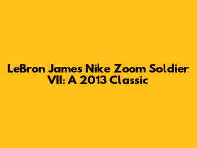 LeBron James Nike Zoom Soldier VII: A 2013 Classic