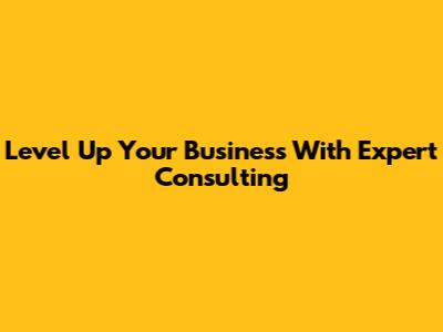Level Up Your Business With Expert Consulting