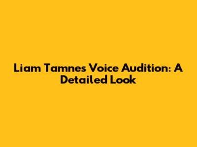 Liam Tamne's Voice Audition: A Detailed Look