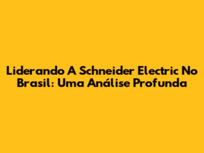 Liderando A Schneider Electric No Brasil: Uma Análise Profunda