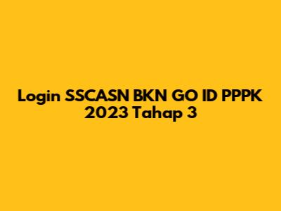 Login SSCASN BKN GO ID PPPK 2023 Tahap 3