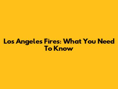 Los Angeles Fires: What You Need To Know