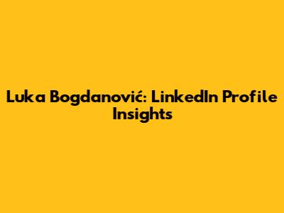 Luka Bogdanović: LinkedIn Profile Insights