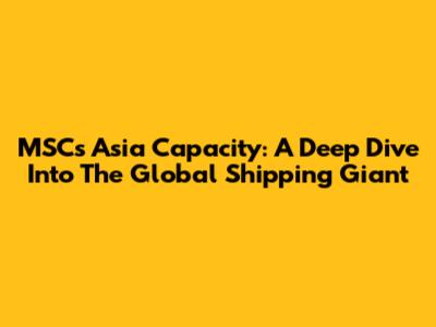 MSC's Asia Capacity: A Deep Dive Into The Global Shipping Giant